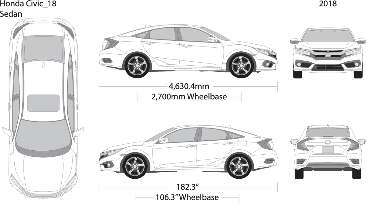 2018 Honda Civic Sedan V18 Vehicle Wrap Template
