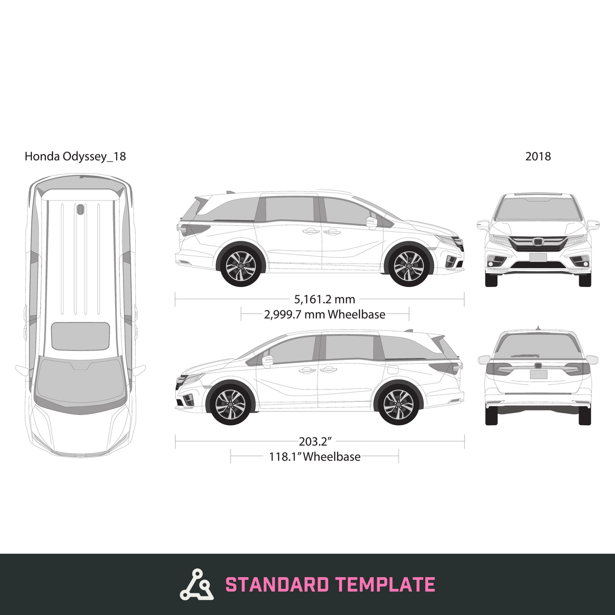 2018 Honda Odyssey vector wrap template, Design-Ready PDF - GravBase