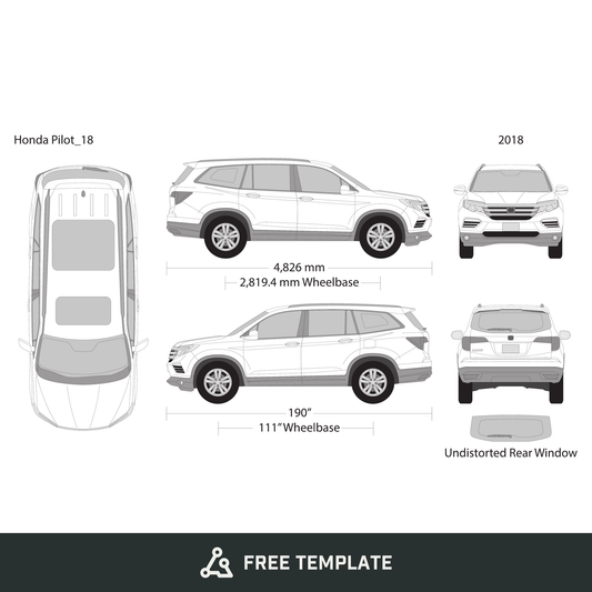 2018 Honda Pilot free vector vehicle wrap template - GravBase