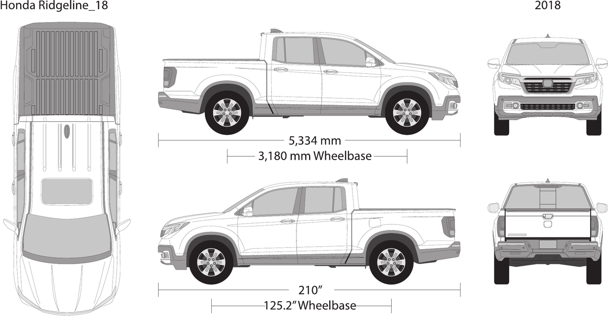 2018 Honda Ridgeline vector wrap template, Design-Ready PDF - GravBase