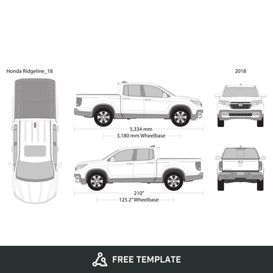 2018 Honda Ridgeline free vector vehicle wrap template - GravBase