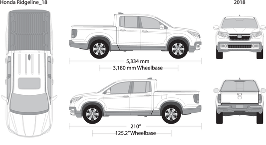 2018 Honda Ridgeline V18 Vehicle Wrap Template