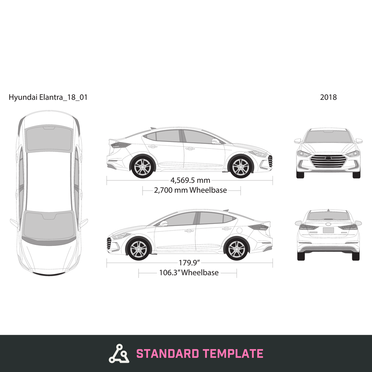 2018 Hyundai Elantra vector wrap template, Design-Ready PDF - GravBase