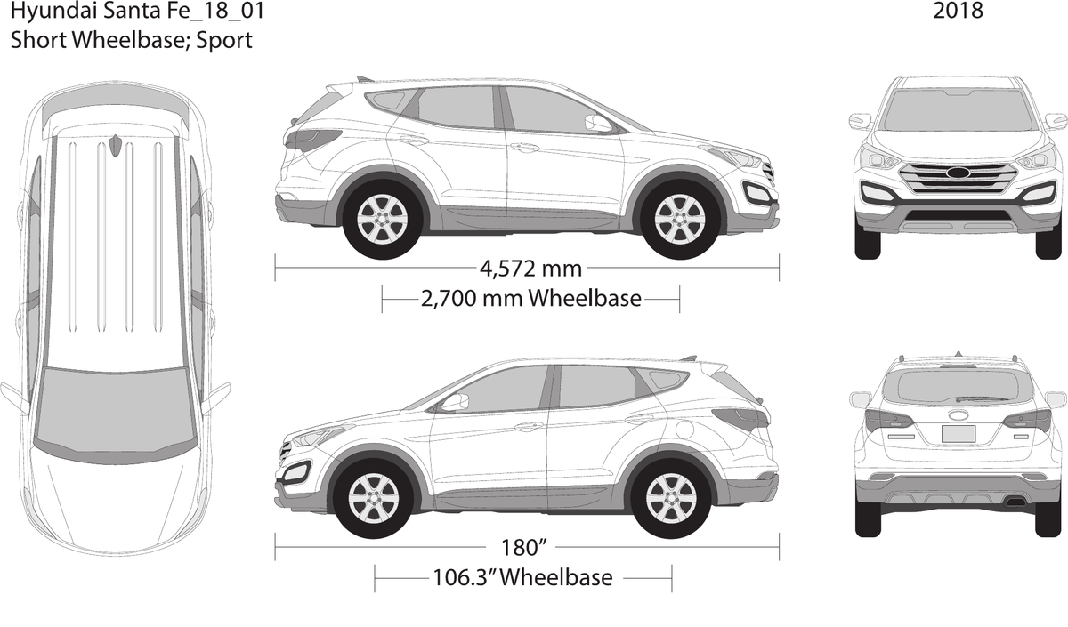 2018 Hyundai Santa Fe vector wrap template, Design-Ready PDF - GravBase