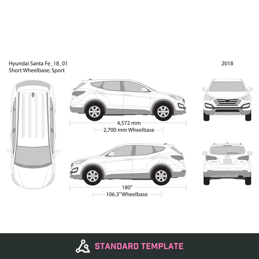 2018 Hyundai Santa Fe vector wrap template, Design-Ready PDF - GravBase