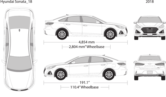 2018 Hyundai Sonata vector wrap template, Design-Ready PDF - GravBase