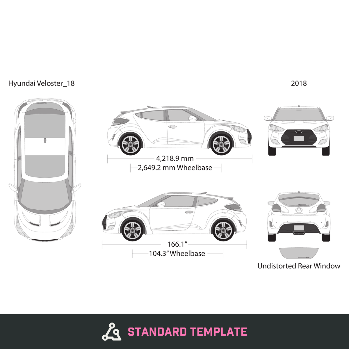 2018 Hyundai Veloster vector wrap template, Design-Ready PDF - GravBase