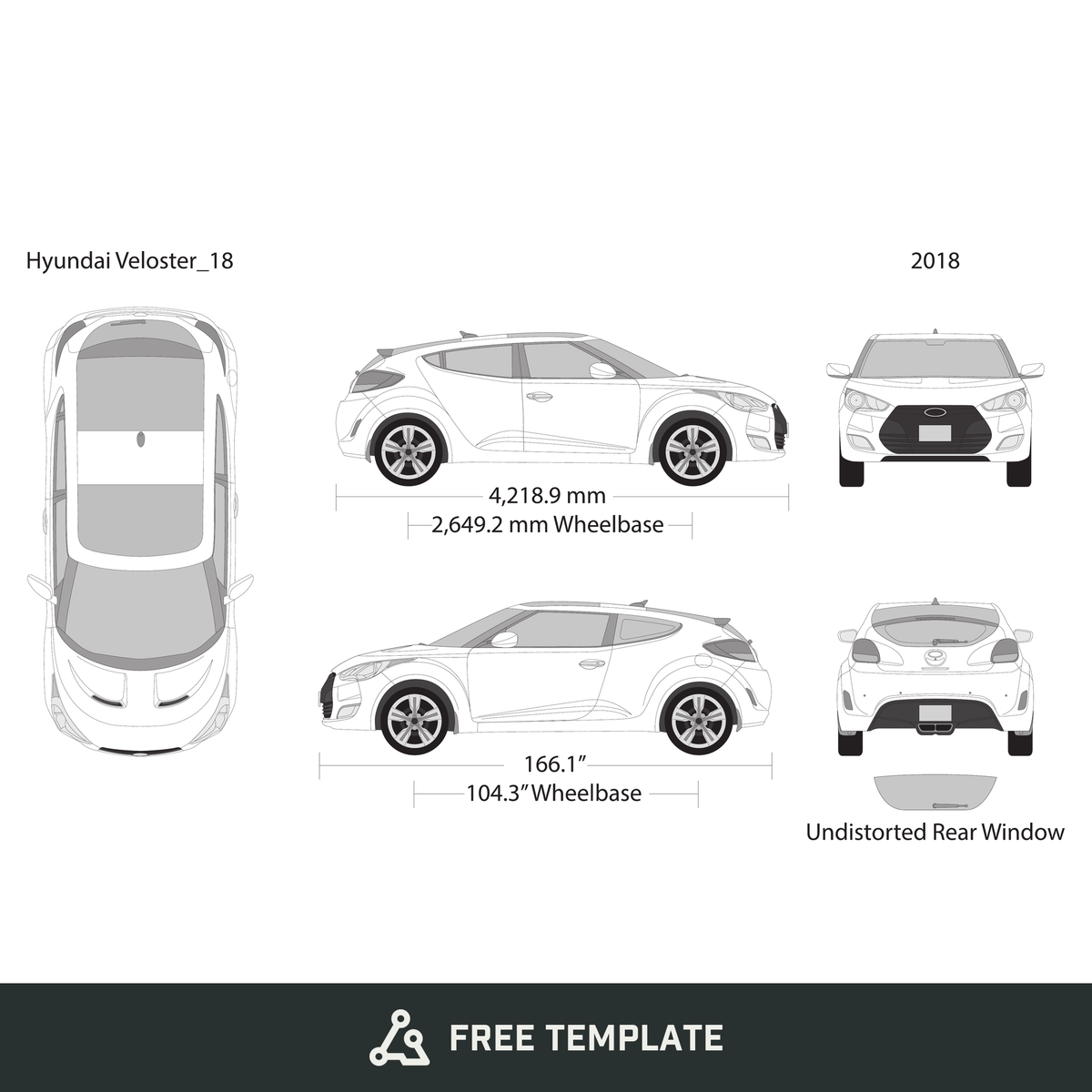 2018 Hyundai Veloster free vector vehicle wrap template - GravBase
