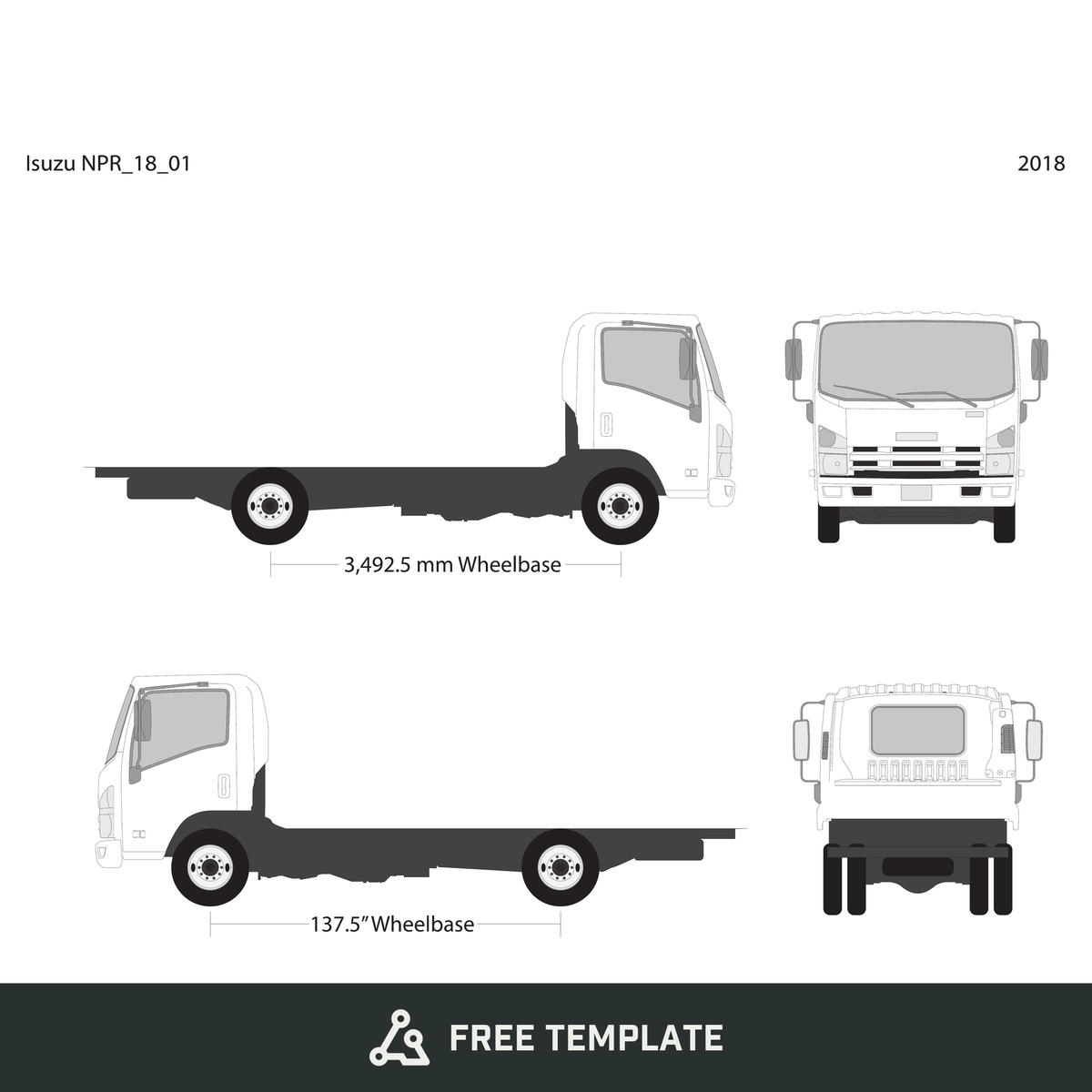 2018 Isuzu NPR free vector vehicle wrap template - GravBase