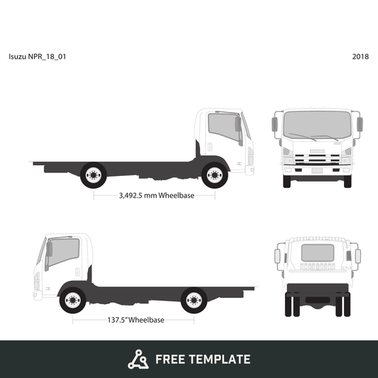 2018 Isuzu NPR free vector vehicle wrap template - GravBase