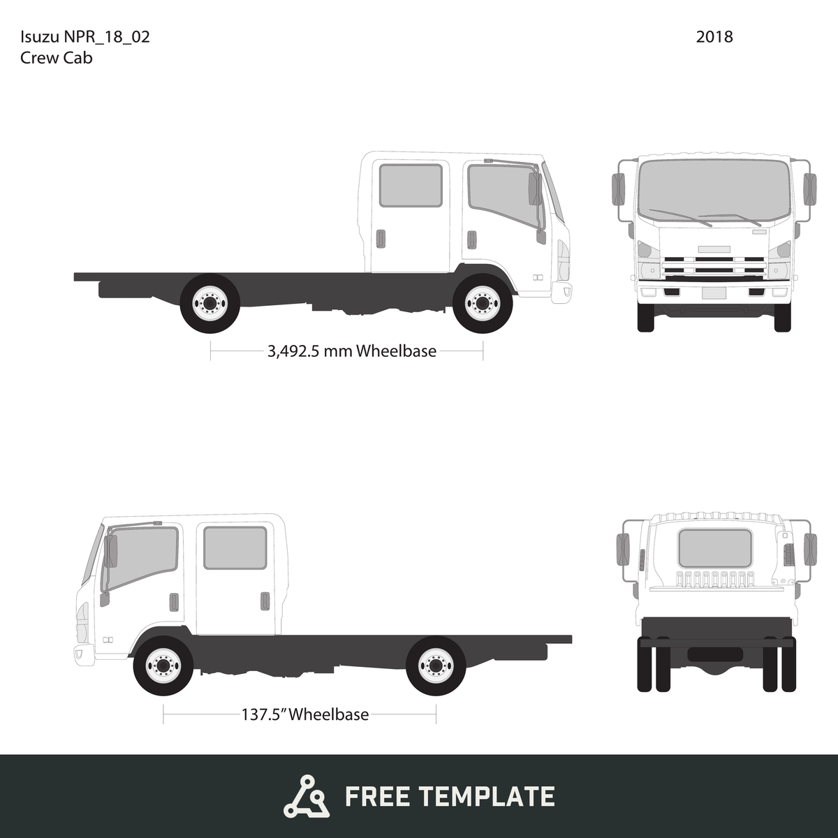 2018 Isuzu NPR free vector vehicle wrap template - GravBase