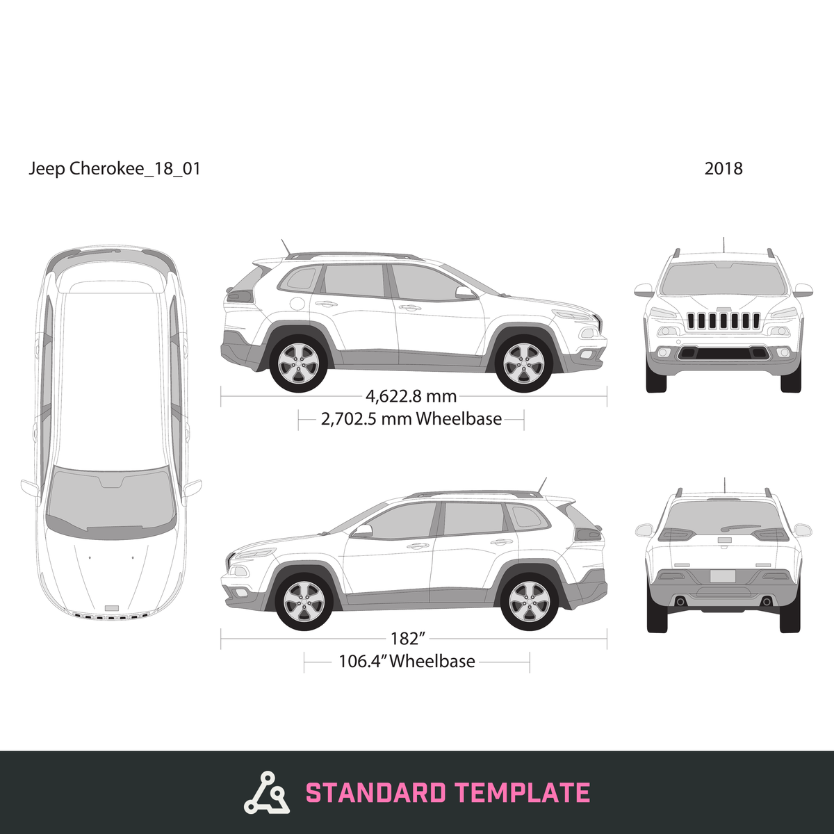 2018 Jeep Cherokee vector wrap template, Design-Ready PDF - GravBase