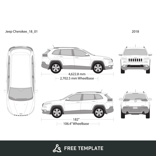2018 Jeep Cherokee free vector vehicle wrap template - GravBase