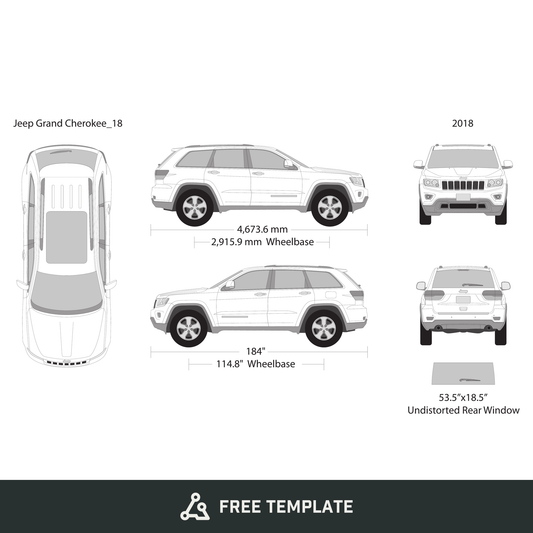 2018 Jeep Grand Cherokee free vector vehicle wrap template - GravBase