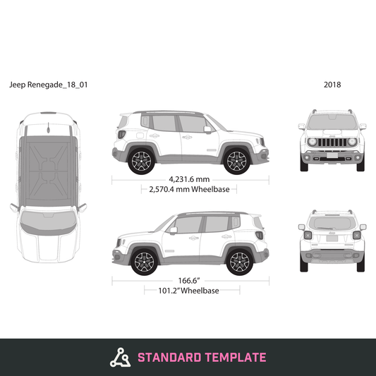 2018 Jeep Renegade vector wrap template, Design-Ready PDF - GravBase