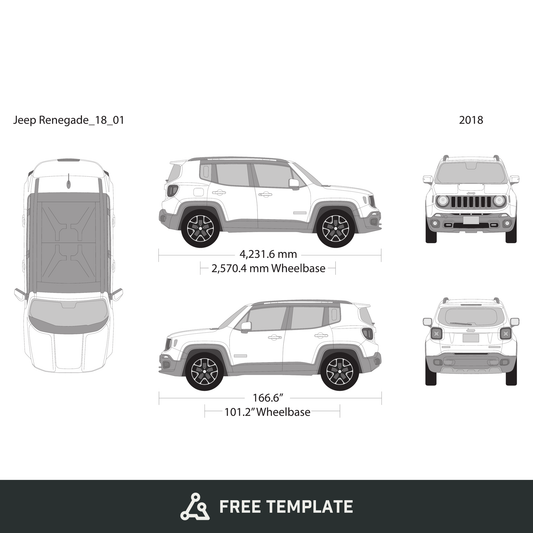 2018 Jeep Renegade free vector vehicle wrap template - GravBase