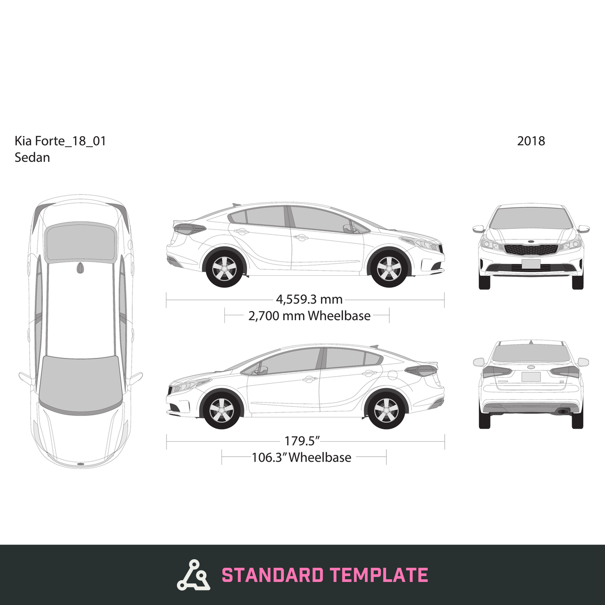 2018 Kia Forte vector wrap template, Design-Ready PDF - GravBase