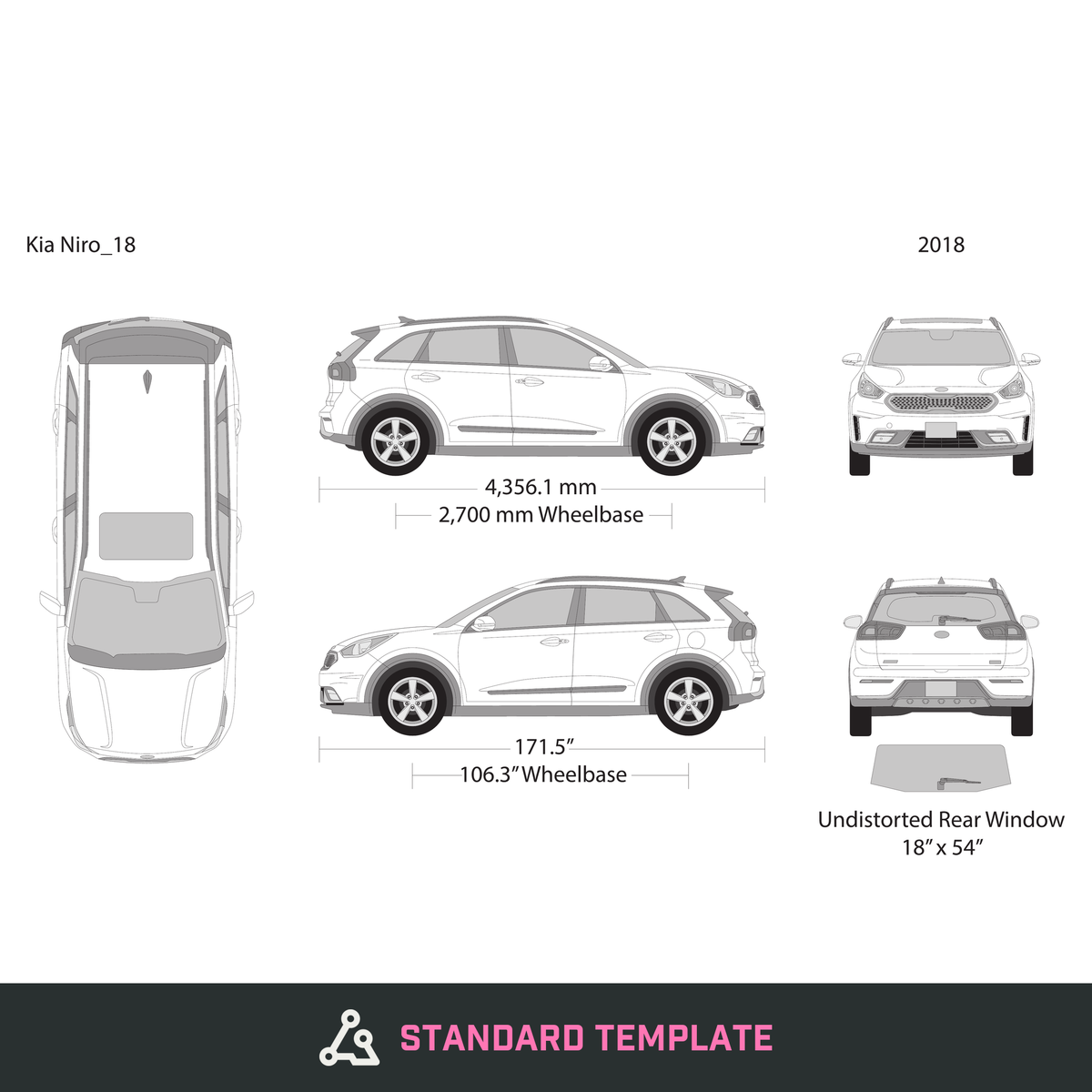 2018 Kia Niro vector wrap template, Design-Ready PDF - GravBase