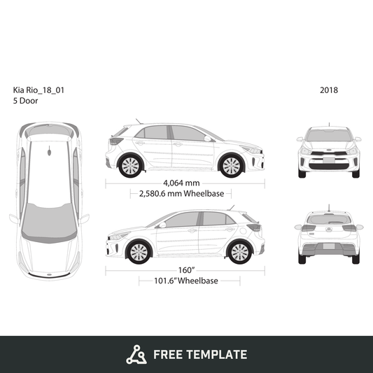 2018 Kia Rio5 free vector vehicle wrap template - GravBase