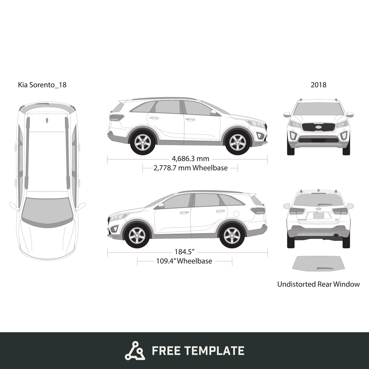 2018 Kia Sorento free vector vehicle wrap template - GravBase