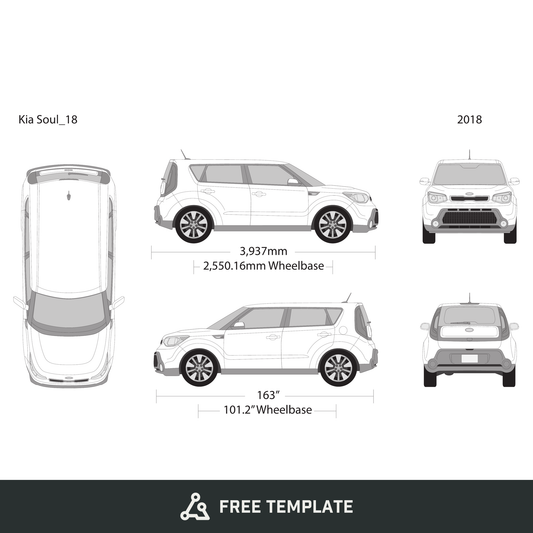 2018 Kia Soul free vector vehicle wrap template - GravBase