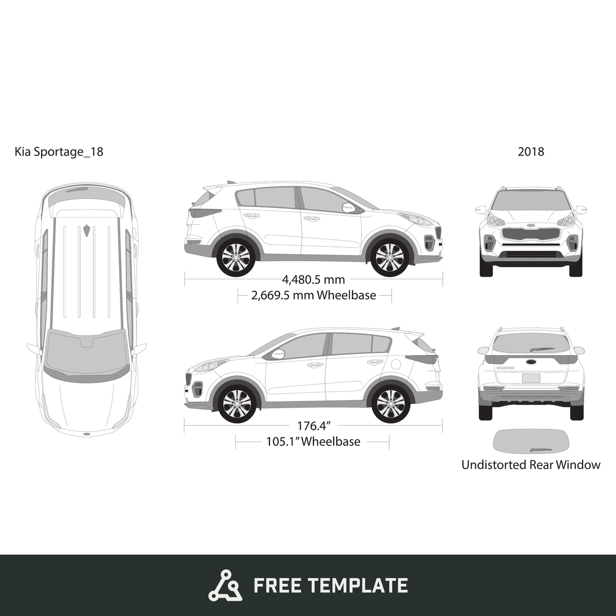 2018 Kia Sportage free vector vehicle wrap template - GravBase