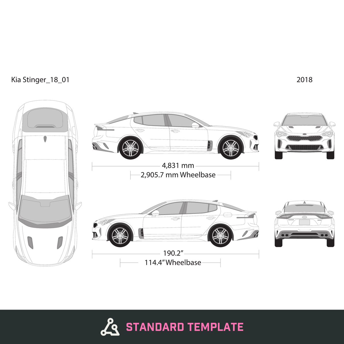 2018 Kia Stinger vector wrap template, Design-Ready PDF - GravBase