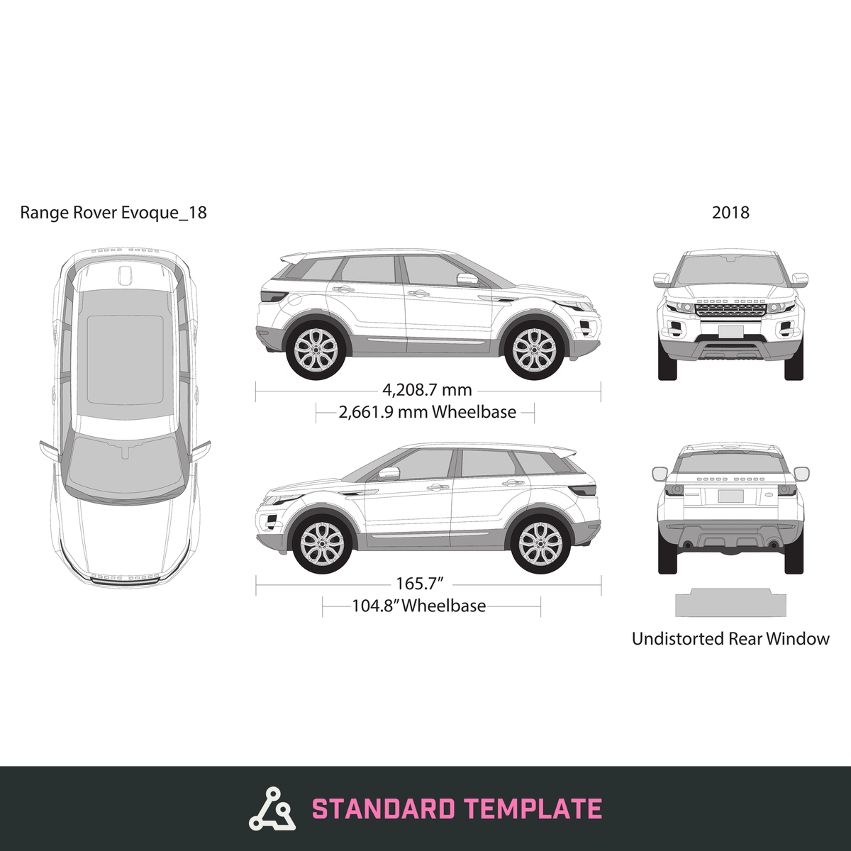 2018 Land Rover Evoque vector wrap template, Design-Ready PDF - GravBase