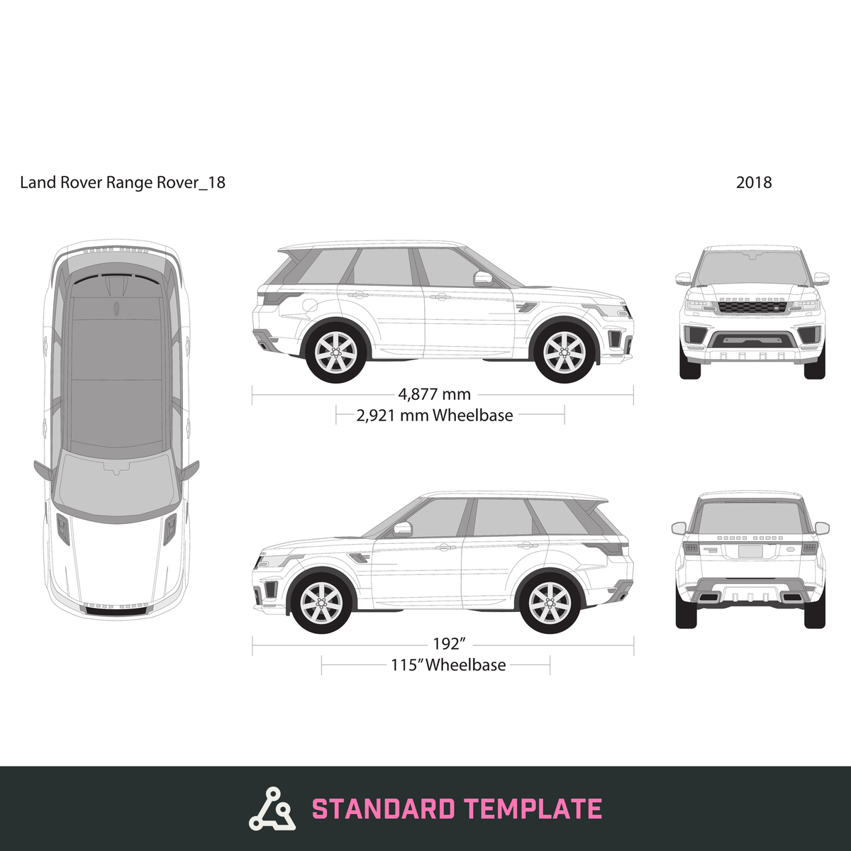 2018 Land Rover Range Rover Sport vector wrap template, Design-Ready PDF - GravBase