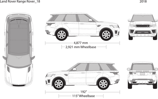 2018 Land Rover Range Rover Sport vector wrap template, Design-Ready PDF - GravBase