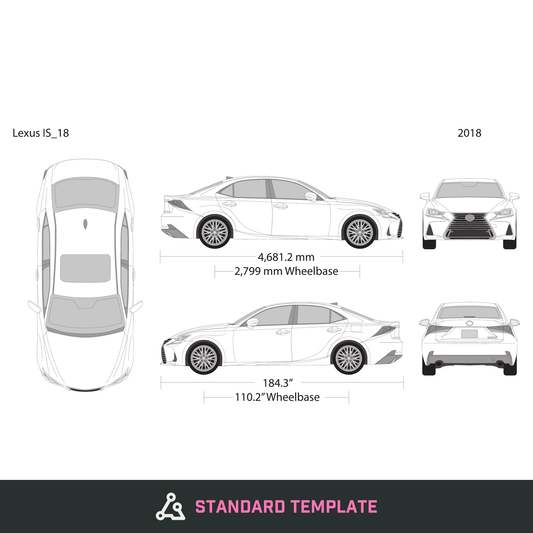 2018 Lexus IS vector wrap template, Design-Ready PDF - GravBase