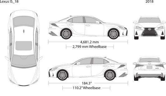2018 Lexus IS vector wrap template, Design-Ready PDF - GravBase