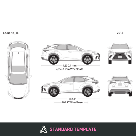 2018 Lexus NX vector wrap template, Design-Ready PDF - GravBase