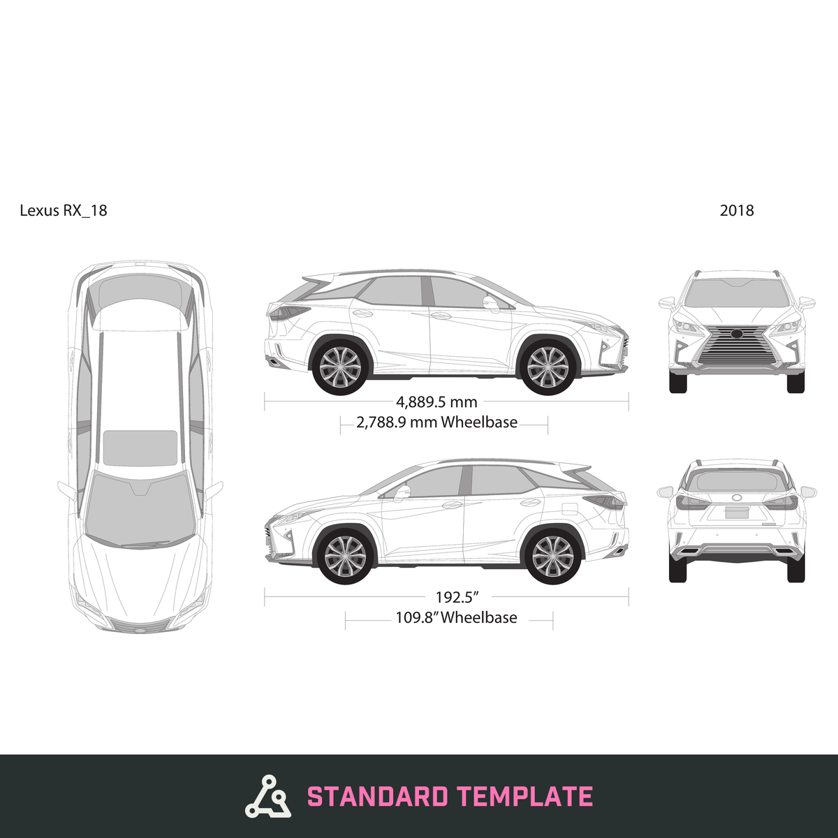 2018 Lexus RX vector wrap template, Design-Ready PDF - GravBase