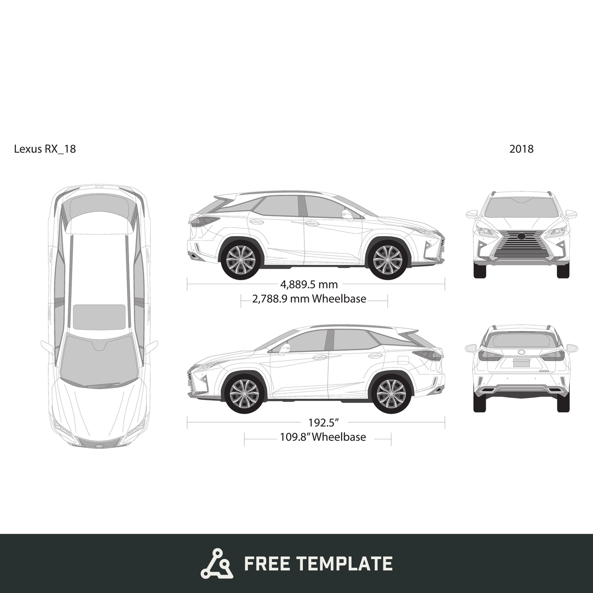 2018 Lexus RX free vector vehicle wrap template - GravBase