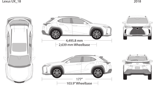 2018 Lexus UX vector wrap template, Design-Ready PDF - GravBase