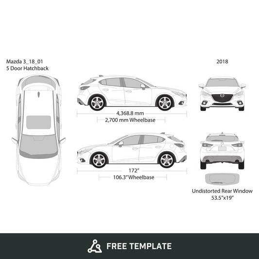 2018 Mazda 3 Hatchback free vector vehicle wrap template - GravBase