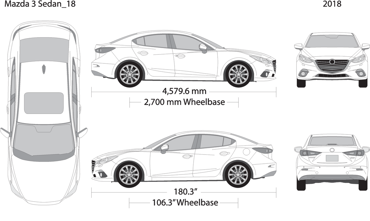 2018 Mazda Mazda 3 Sedan V02 Vehicle Wrap Template