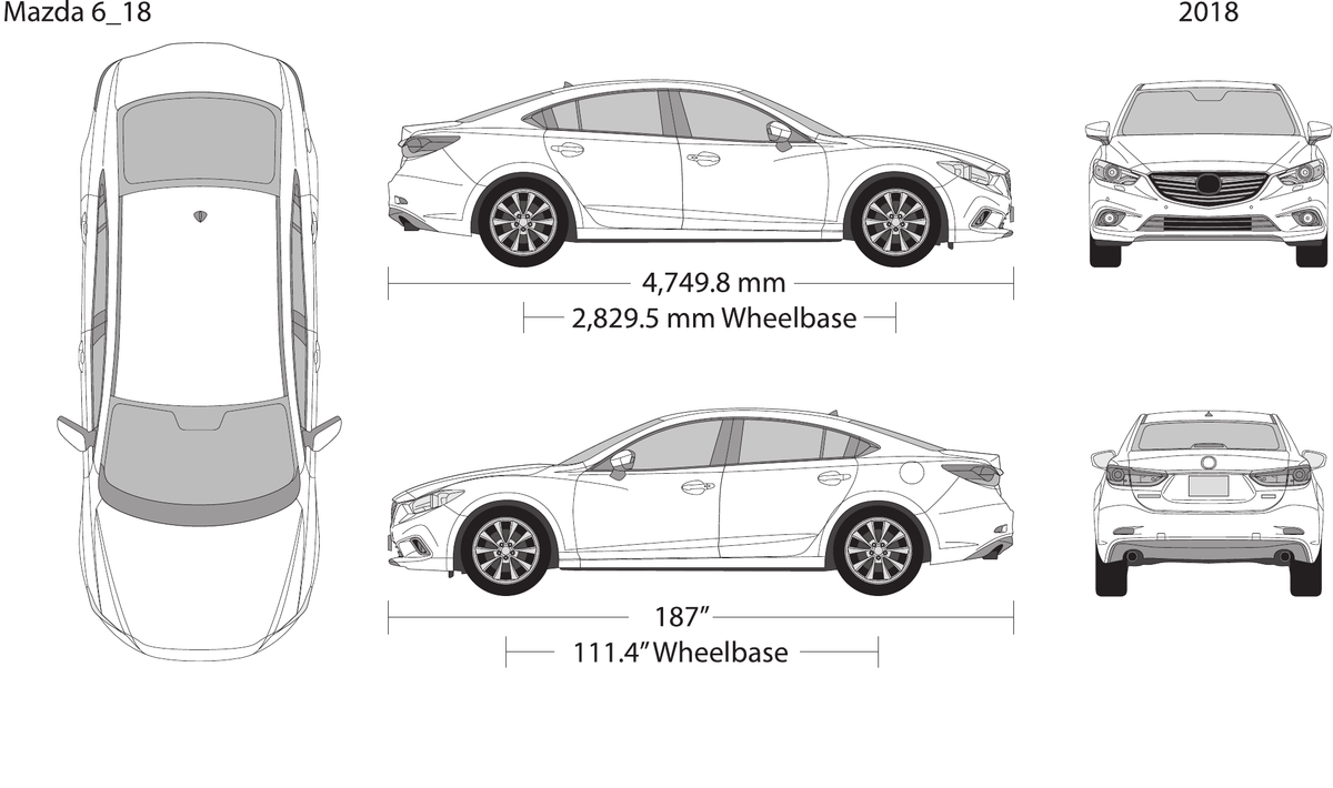 2018 Mazda 6 vector wrap template, Design-Ready PDF - GravBase