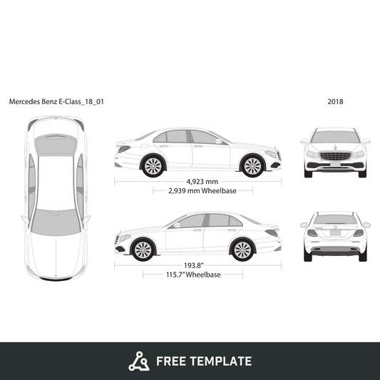 2018 Mercedes E-Class free vector vehicle wrap template - GravBase