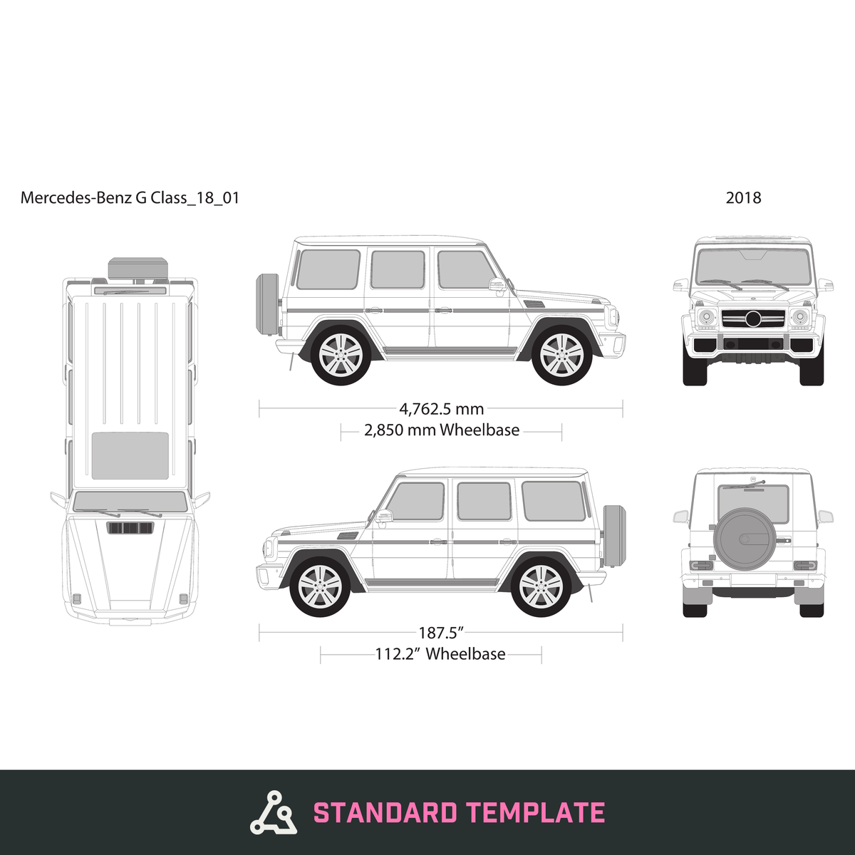 2018 Mercedes G Class vector wrap template, Design-Ready PDF - GravBase