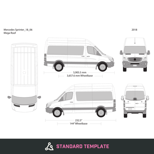 2018 Mercedes Sprinter vector wrap template V06, Design-Ready PDF - GravBase
