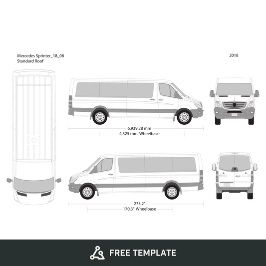 2018 Mercedes Sprinter free vector vehicle wrap template - GravBase