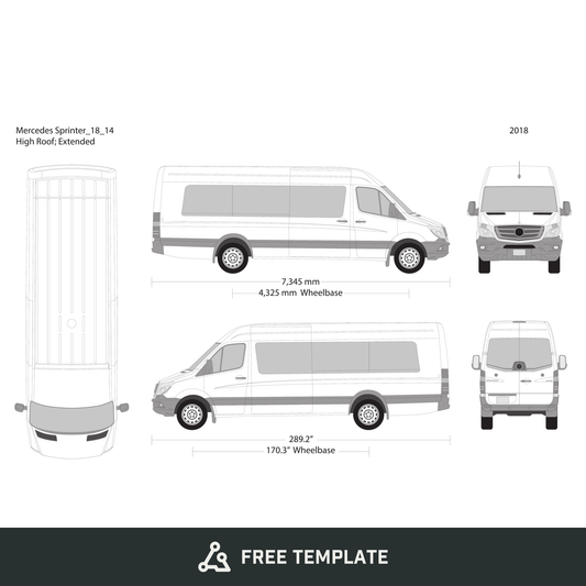2018 Mercedes Sprinter free vector vehicle wrap template - GravBase