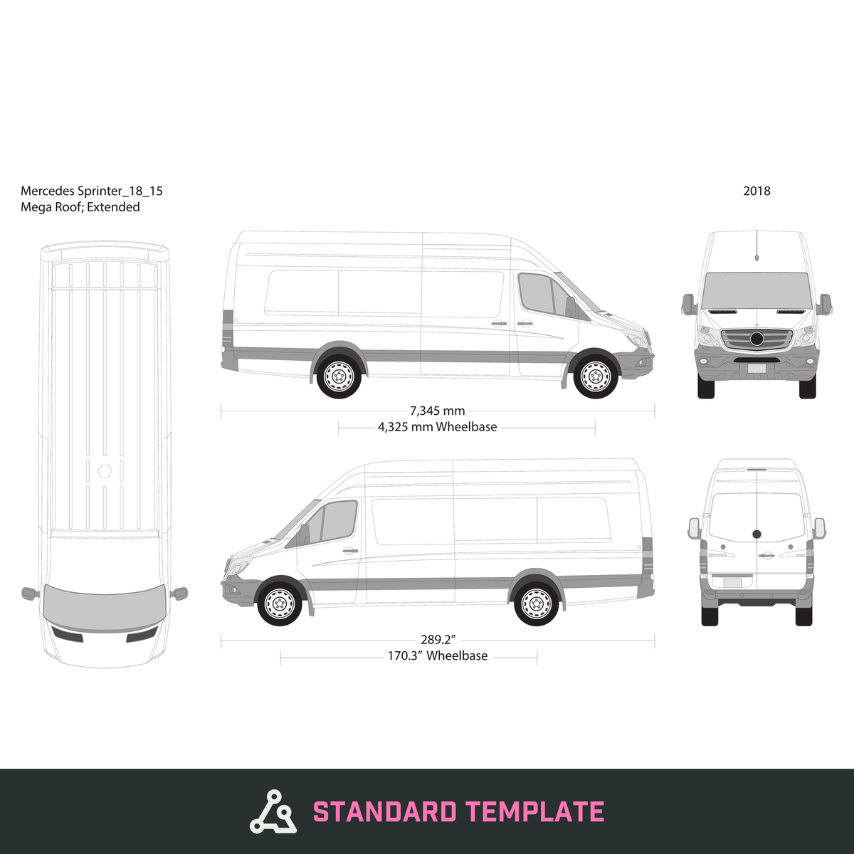 2018 Mercedes Sprinter vector wrap template V15, Design-Ready PDF - GravBase