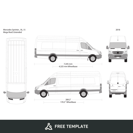2018 Mercedes Sprinter free vector vehicle wrap template - GravBase