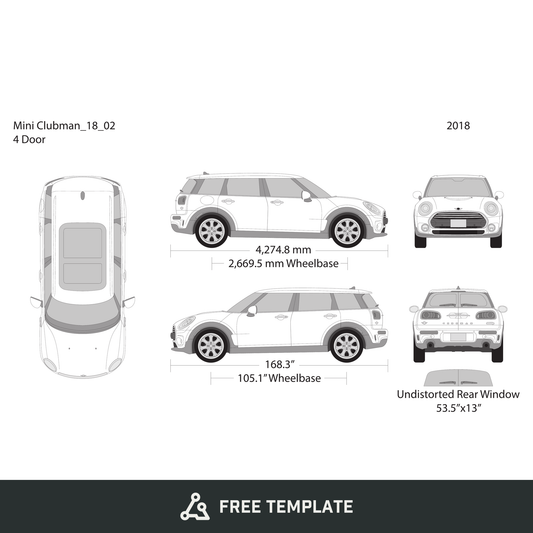 2018 Mini Cooper Mini Clubman free vector vehicle wrap template - GravBase
