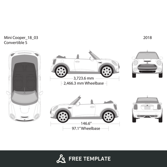 2018 Mini Cooper Mini Convertible free vector vehicle wrap template - GravBase
