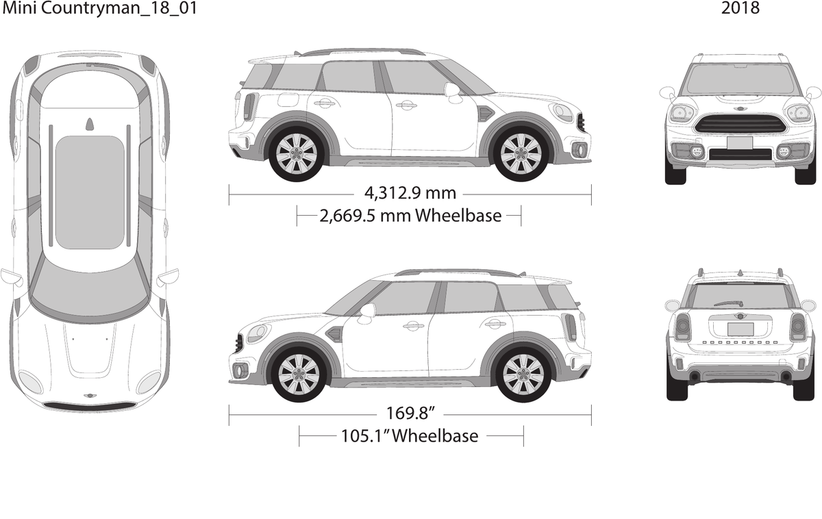 2018 Mini Cooper Mini Countryman vector wrap template, Design-Ready PDF - GravBase