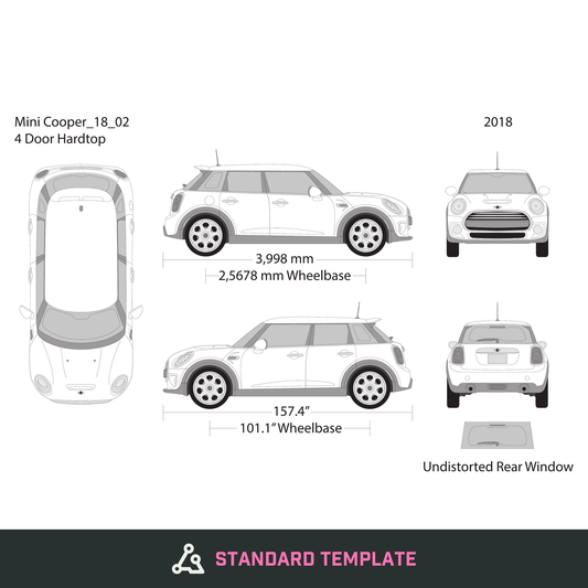 2018 Mini Cooper Mini Hardtop vector wrap template V02, Design-Ready PDF - GravBase
